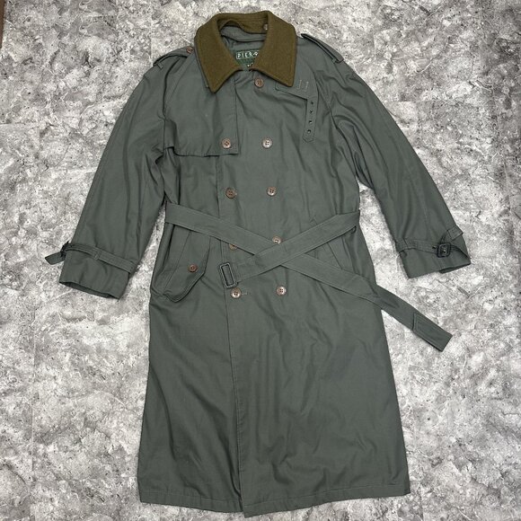 Vintage Trench Coat Made In Poland R40 Zip Out Liner Removal Collar Wool Collar - Picture 1 of 6